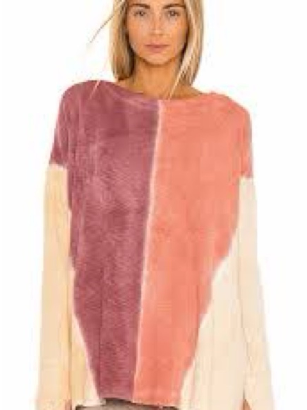 We The Free Split-Panel Plush Sweater in Rose and Dusty Mauve